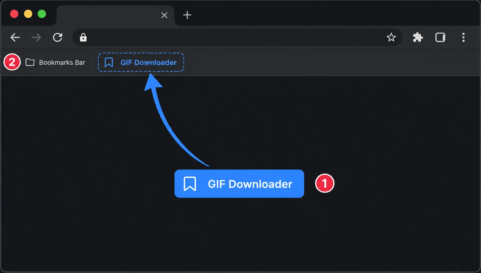 将 GIF Downloader 拖入书签栏，然后在视频帖子页面点击保存的书签。